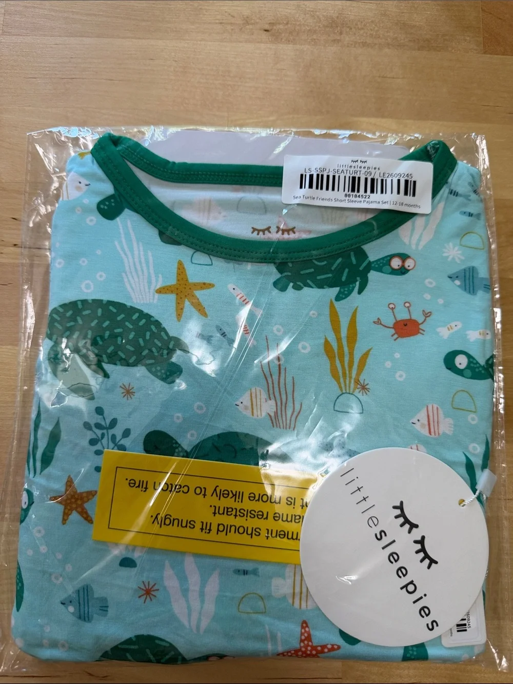 12-18 mo. Little Sleepies Sea Turtle friends set- short sleeve top with pants